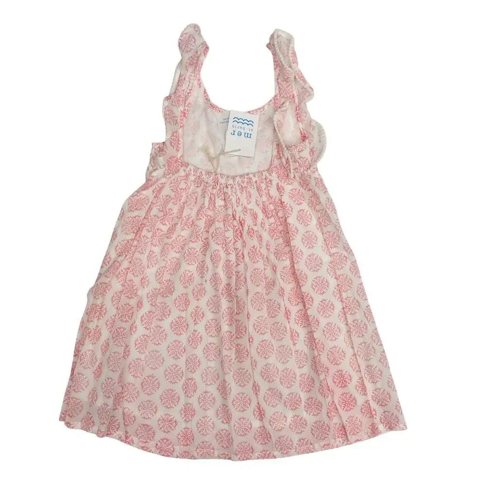 NWT Mer St. Barth Size 6 Daphne Flutter Sleeve Dress in Pink Star